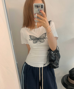 半袖Tシャツ バタフライウェーブオフTシャツ WHITE