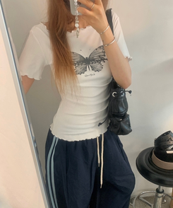 半袖Tシャツ バタフライウェーブオフTシャツ WHITE