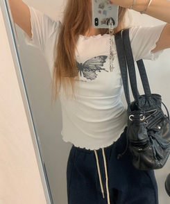 半袖Tシャツ バタフライウェーブオフTシャツ WHITE