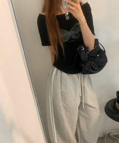半袖Tシャツ バタフライウェーブオフTシャツ BLACK
