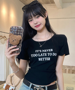 半袖Tシャツ シャーリングレタリング半袖Tシャツ BLACK