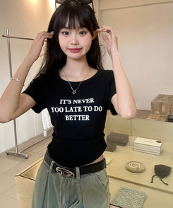半袖Tシャツ シャーリングレタリング半袖Tシャツ BLACK