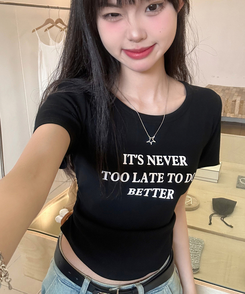半袖Tシャツ シャーリングレタリング半袖Tシャツ BLACK