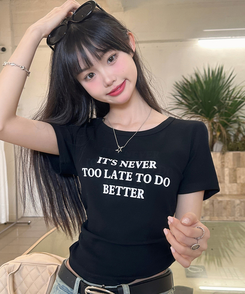半袖Tシャツ シャーリングレタリング半袖Tシャツ BLACK