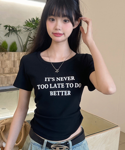 半袖Tシャツ シャーリングレタリング半袖Tシャツ BLACK