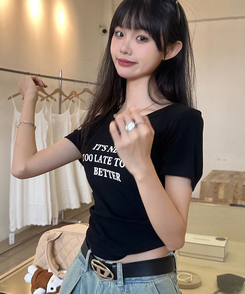 半袖Tシャツ シャーリングレタリング半袖Tシャツ BLACK