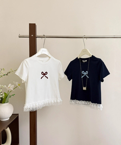 半袖Tシャツ リボンフリル半袖Tシャツ