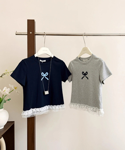 半袖Tシャツ リボンフリル半袖Tシャツ