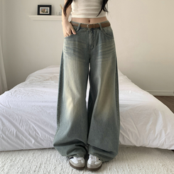 デニム ウォッシングバルーンハイウエストデニムパンツ LIGHT BLUE