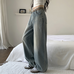 デニム ウォッシングバルーンハイウエストデニムパンツ LIGHT BLUE