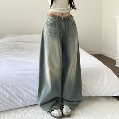 デニム ウォッシングバルーンハイウエストデニムパンツ LIGHT BLUE