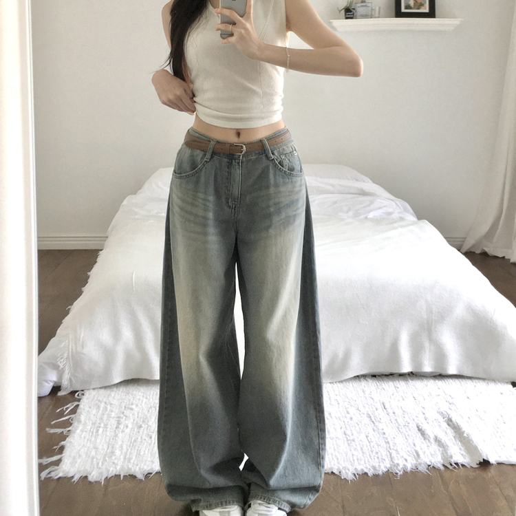 ウォッシングバルーンハイウエストデニムパンツ LIGHT BLUE