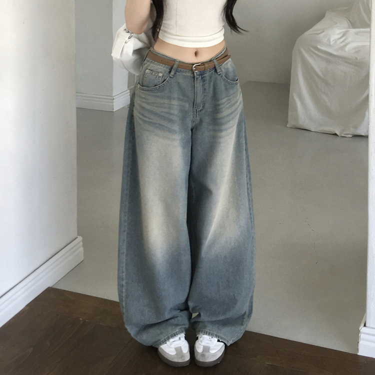 ウォッシングバルーンハイウエストデニムパンツ LIGHT BLUE