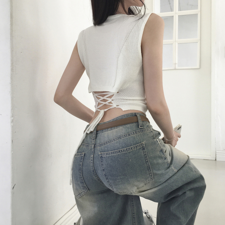 ウォッシングバルーンハイウエストデニムパンツ LIGHT BLUE