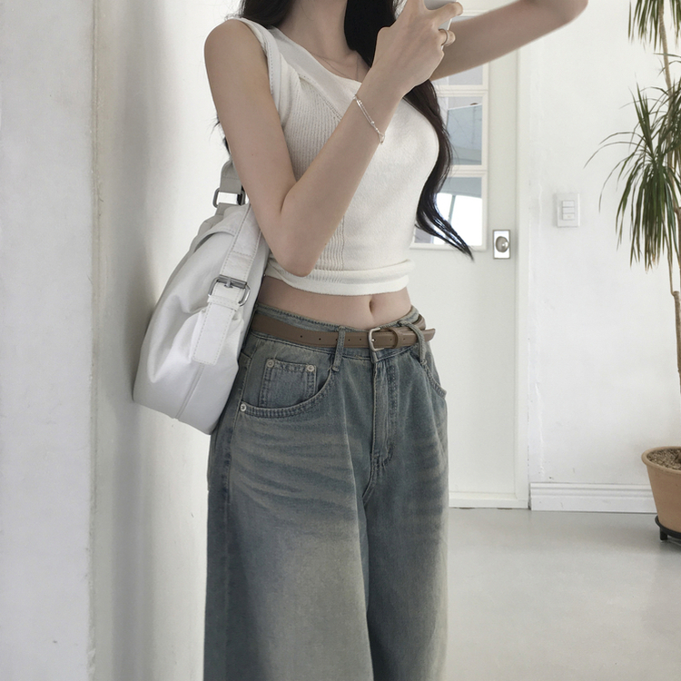 ウォッシングバルーンハイウエストデニムパンツ LIGHT BLUE
