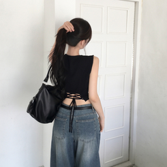 リボンニットキャミソール BLACK