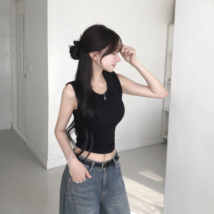 リボンニットキャミソール BLACK