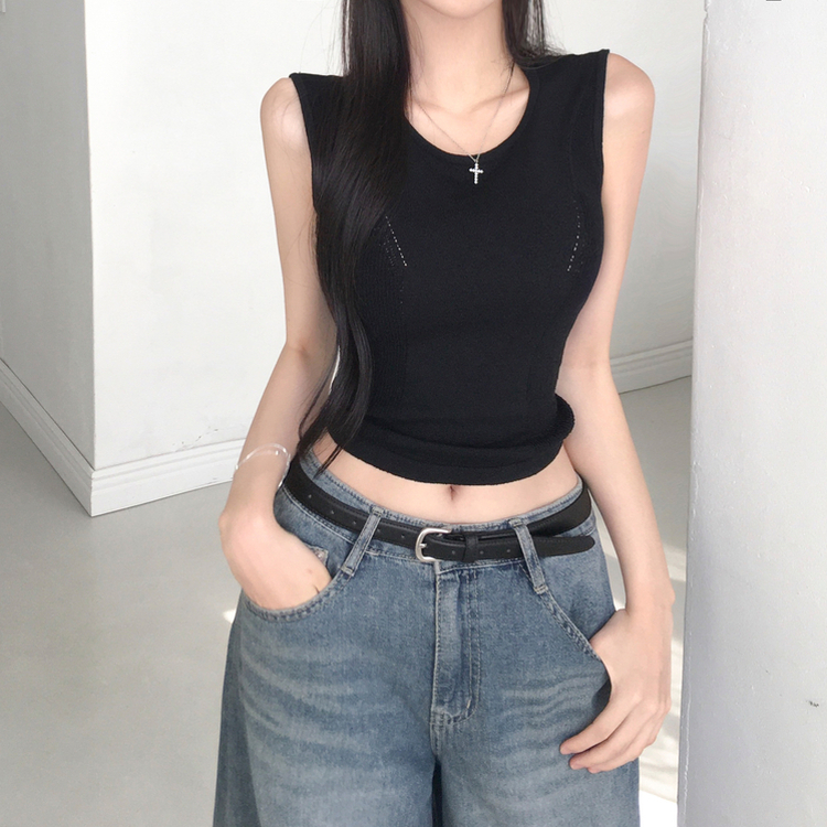 リボンニットキャミソール BLACK