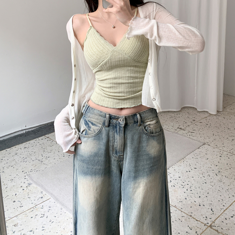 Vネックボタンシースルーカーディガン(6color) IVORY