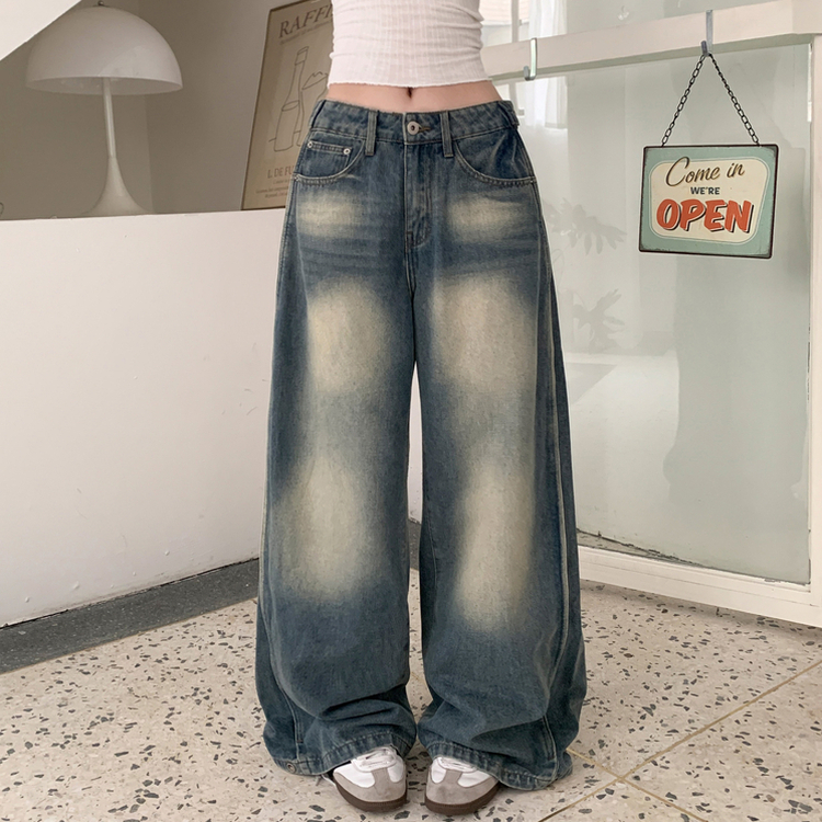 ビッグポケットスリットワイドデニムパンツ BLUE