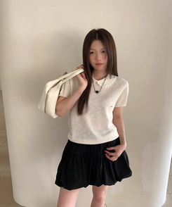 ニット カラーニットTシャツ WHITE