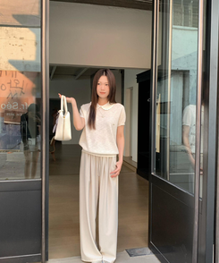 ニット カラーニットTシャツ WHITE
