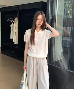 ニット カラーニットTシャツ WHITE