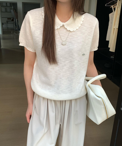 ニット カラーニットTシャツ WHITE
