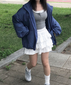 ノースリーブ 【カップ付き】レイヤードボタンスリムキャミソール MERANGE GRAY