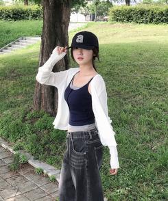 ノースリーブ 【カップ付き】レイヤードボタンスリムキャミソール NAVY