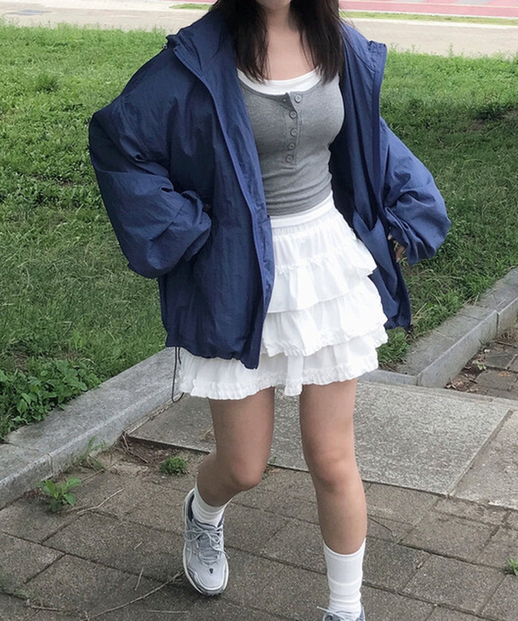 【カップ付き】レイヤードボタンスリムキャミソール MERANGE GRAY