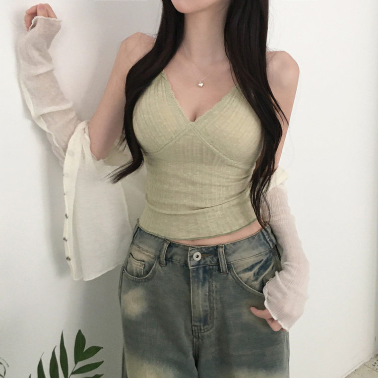 【カップ付き】レースインナーキャミソール GREEN