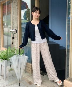 カーディガン リネンクロップカーディガン(9color) NAVY