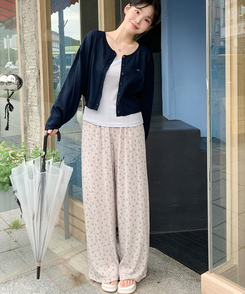 カーディガン リネンクロップカーディガン(9color) NAVY