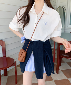 カーディガン リネンクロップカーディガン(9color) NAVY
