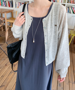 カーディガン リネンクロップカーディガン(9color) MELANGE GRAY