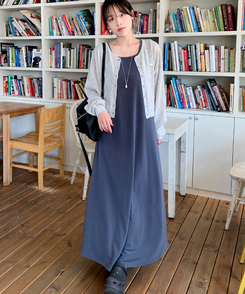 カーディガン リネンクロップカーディガン(9color) MELANGE GRAY