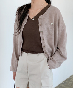 カーディガン リネンクロップカーディガン(9color) Coco Beige