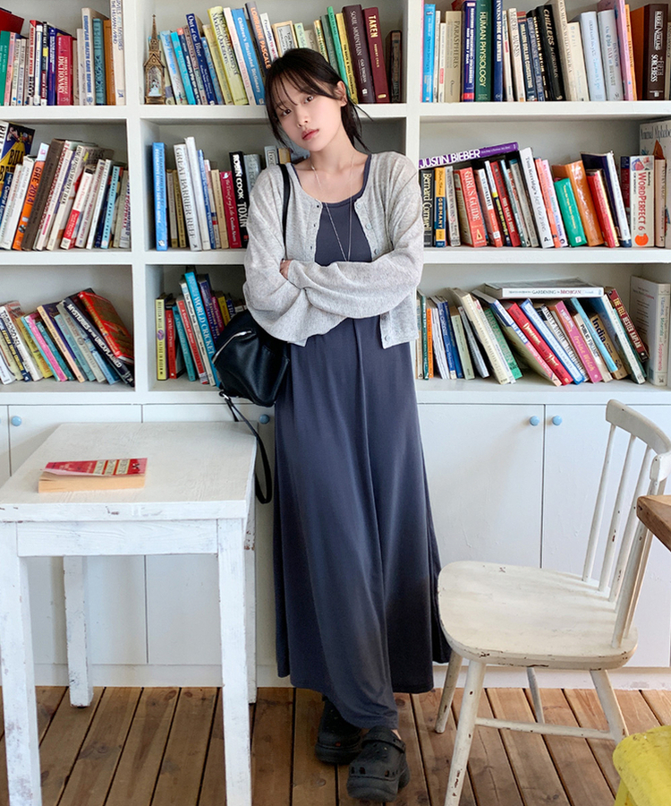 リネンクロップカーディガン(9color) MELANGE GRAY