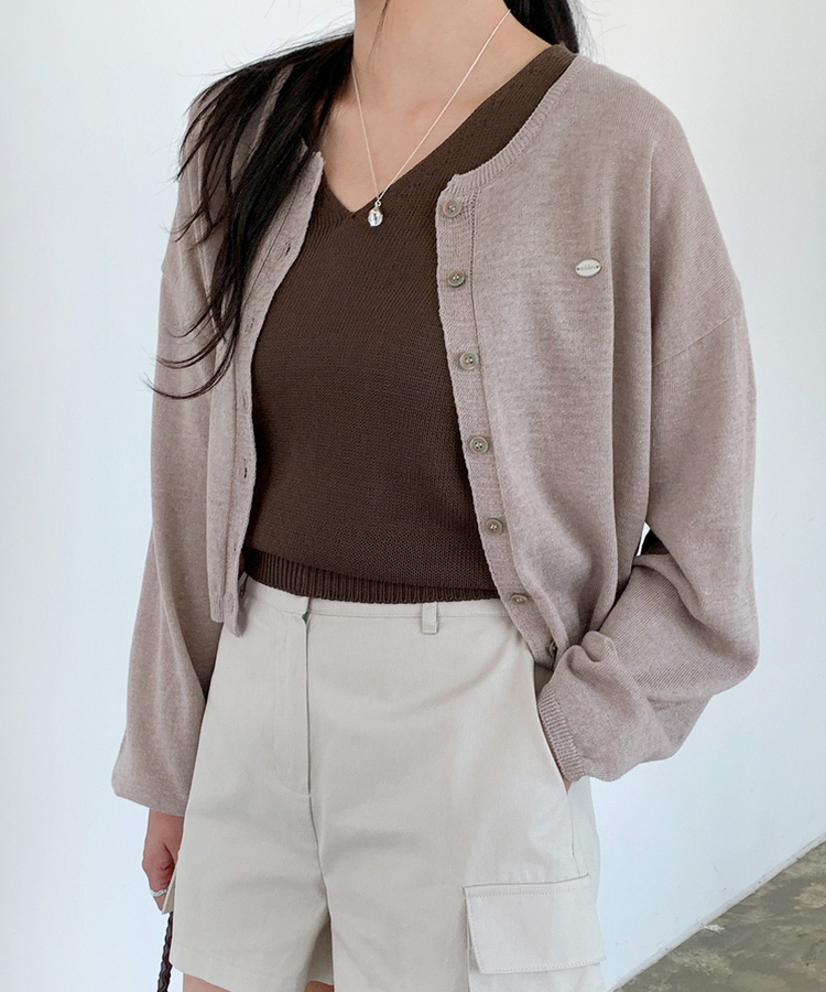 リネンクロップカーディガン(9color) Coco Beige