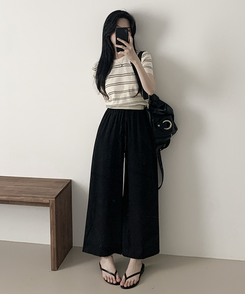 コットンパンツ サンドワイドバンディングズボン BLACK