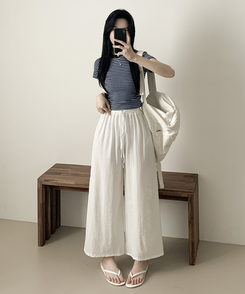 コットンパンツ サンドワイドバンディングズボン WHITE