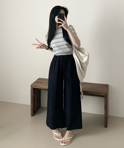 コットンパンツ サンドワイドバンディングズボン NAVY