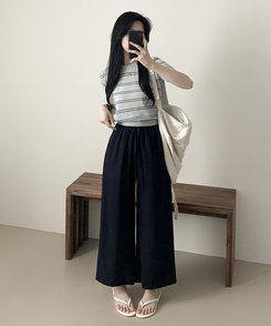 コットンパンツ サンドワイドバンディングズボン NAVY