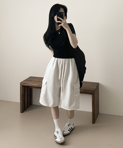 ショートパンツ カーゴバミューダバンディングパンツ WHITE MELANGE