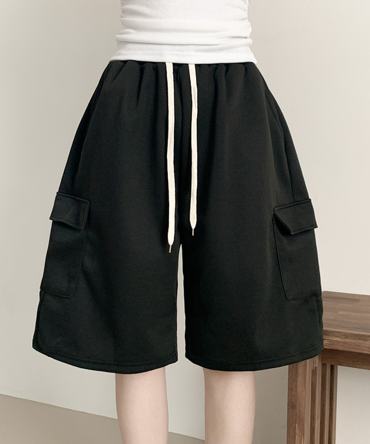 カーゴバミューダバンディングパンツ BLACK