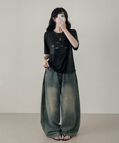 半袖Tシャツ キャットファミリー半袖Tシャツ BLACK