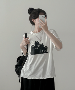 半袖Tシャツ キャットファミリー半袖Tシャツ WHITE