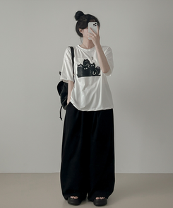 半袖Tシャツ キャットファミリー半袖Tシャツ WHITE