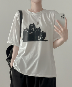 半袖Tシャツ キャットファミリー半袖Tシャツ WHITE